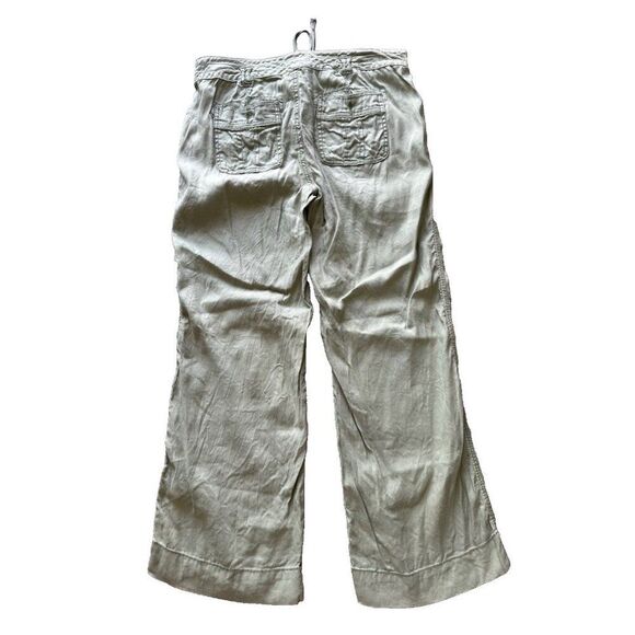 Sundance Women's 6P Linen Blend Cargo Pants Green Slouchy Relaxed - Picture 4 of 5